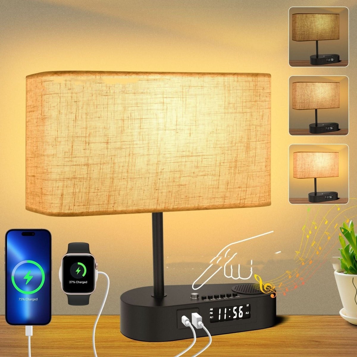 ARA - Alarm Clock with Charging Port and Table Lamp