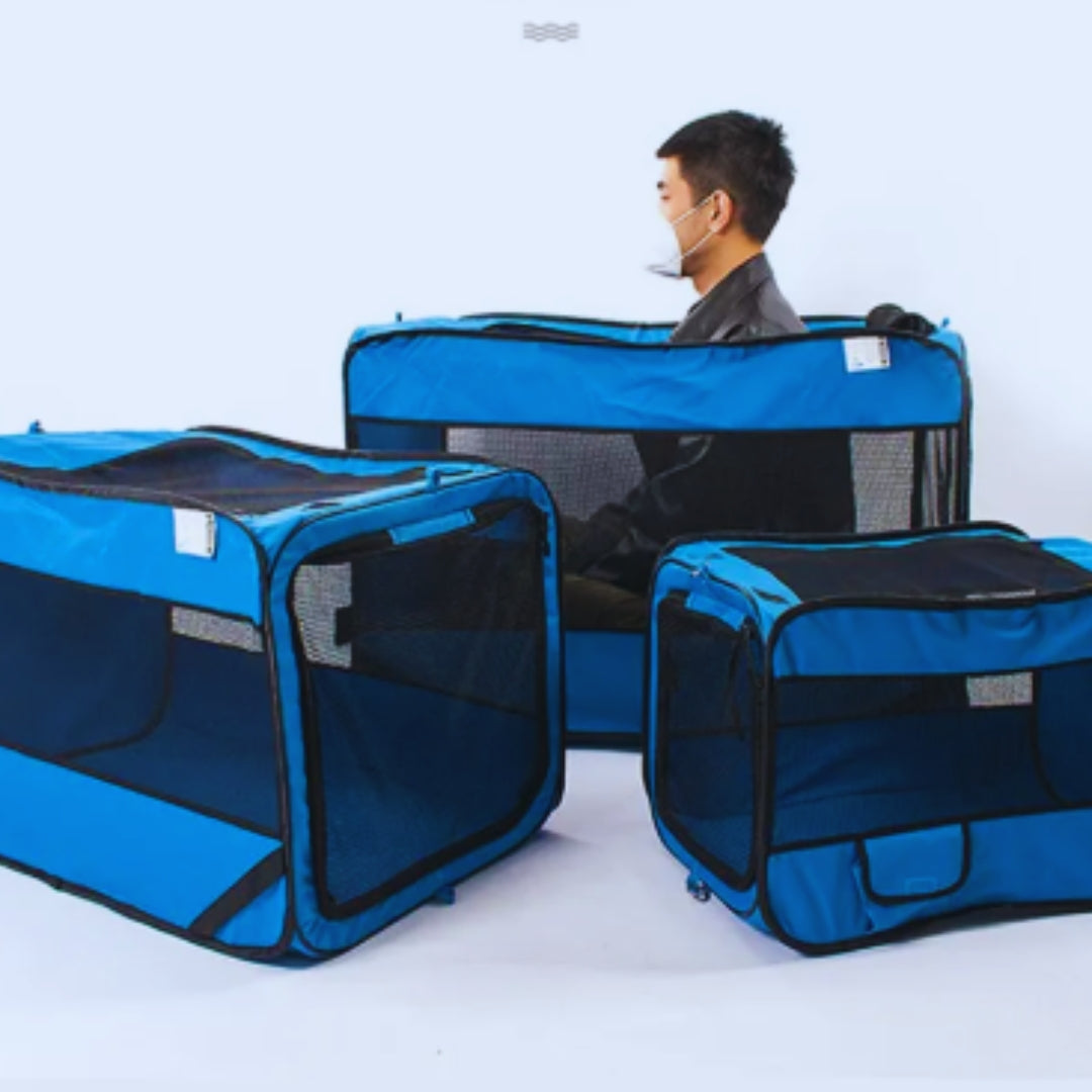 Faltbare Transportbox für Haustiere mit Netzfenstern und Weicher Matte