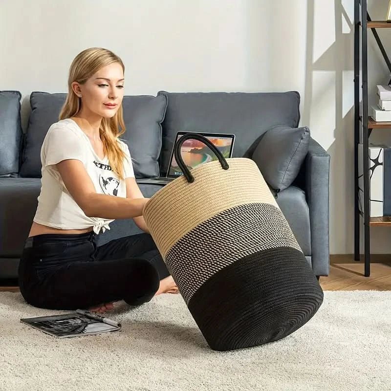 Fabric Basket - Robust Laundry Storage Made From Braided Rope