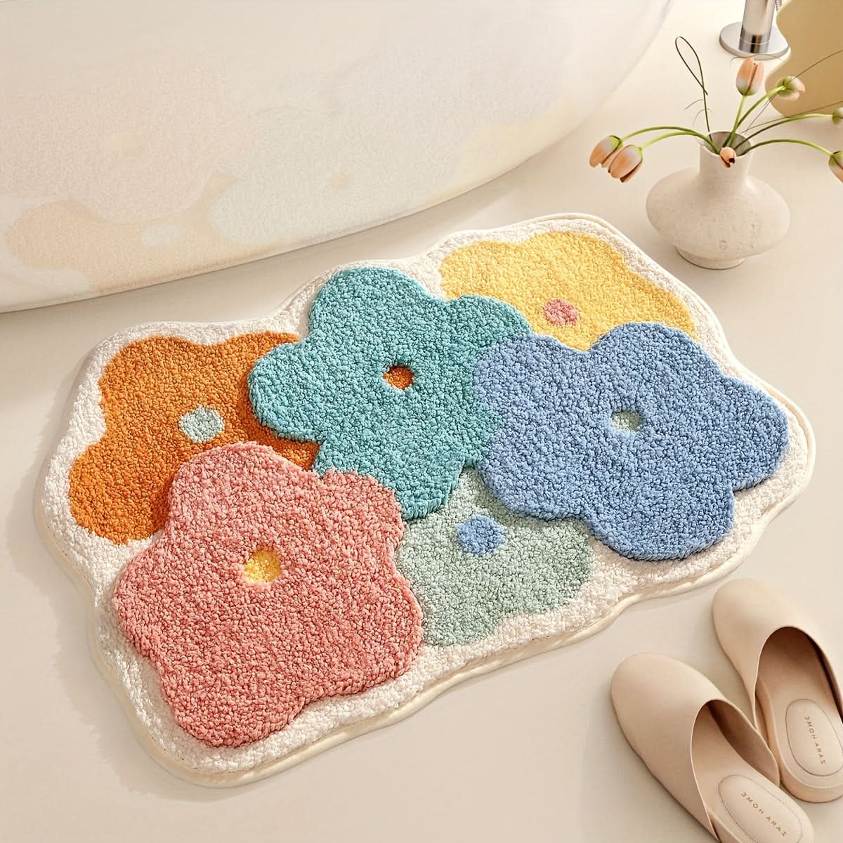 FlorSoft - Extra Absorbent Bath Mat With Floral Pattern