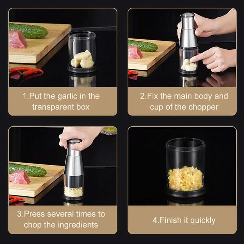 GARLIC MASTER - Efficient Stainless Steel Garlic Press for Quick and Effortless Pressing in Everyday Use