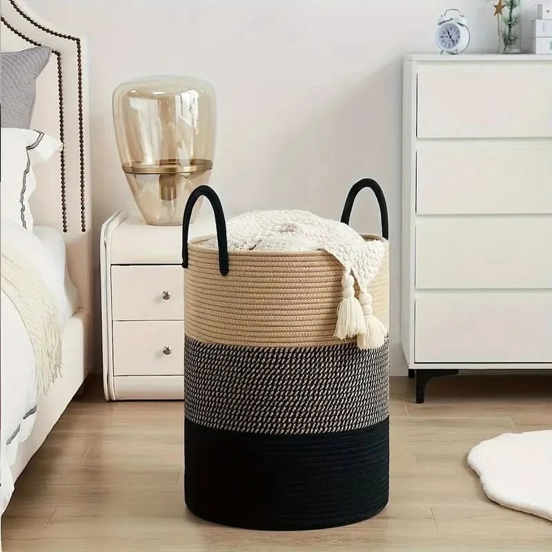 Fabric Basket - Robust Laundry Storage Made From Braided Rope
