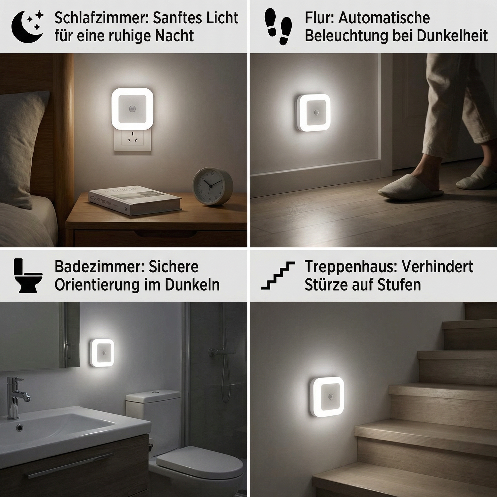 LED Nachtlicht Set mit Sensor – platzsparend & energiesparend