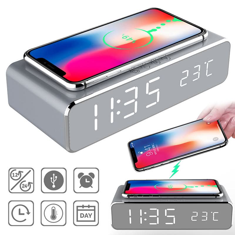BENNETT - LED Alarm Clock With Wireless Charger