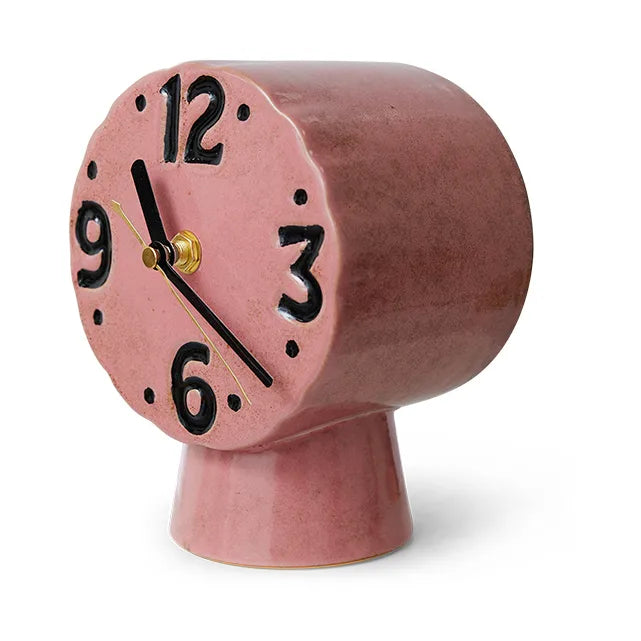 Retro Keramik Uhr 16.2 cm, Pink