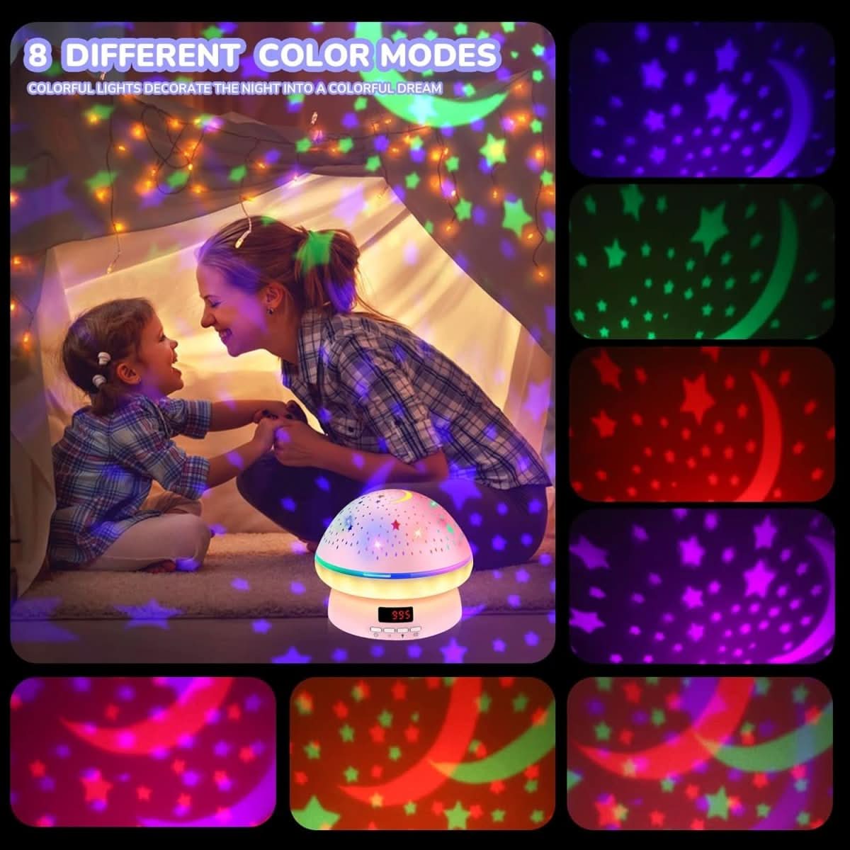 Glow Light – Magical Star Projector With 16 Colors & Timer For Kids