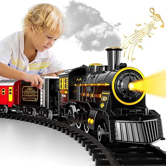 Christmas Train Set - Electric Christmas Train With Flexible Tracks & Festive Carriages
