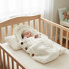 Hugnest Baby Wrap Carrier – Cozy Hooded Newborn Sleeping Bag in Beige