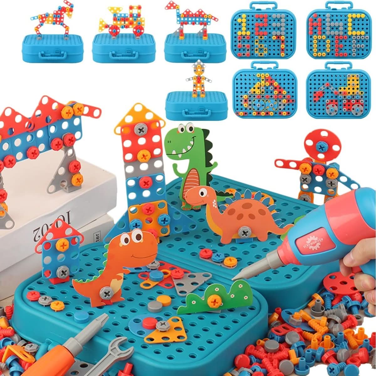 BuildiBits Creative Set – Colorful Construction Toy with Drill & Tools for Children Ages 3 and Up