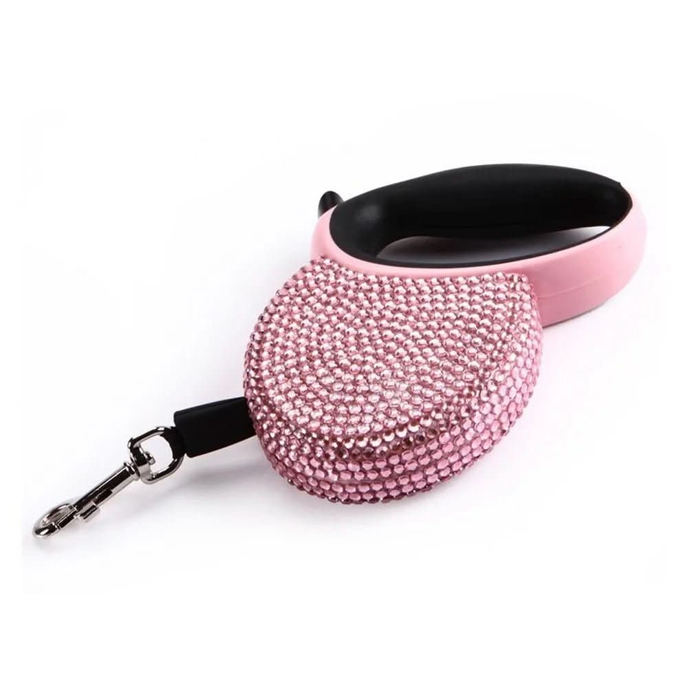 Chic Canin Leash - Glittering Dog Leash with Rhinestones and Retractable Feature for Small Dogs and Cats