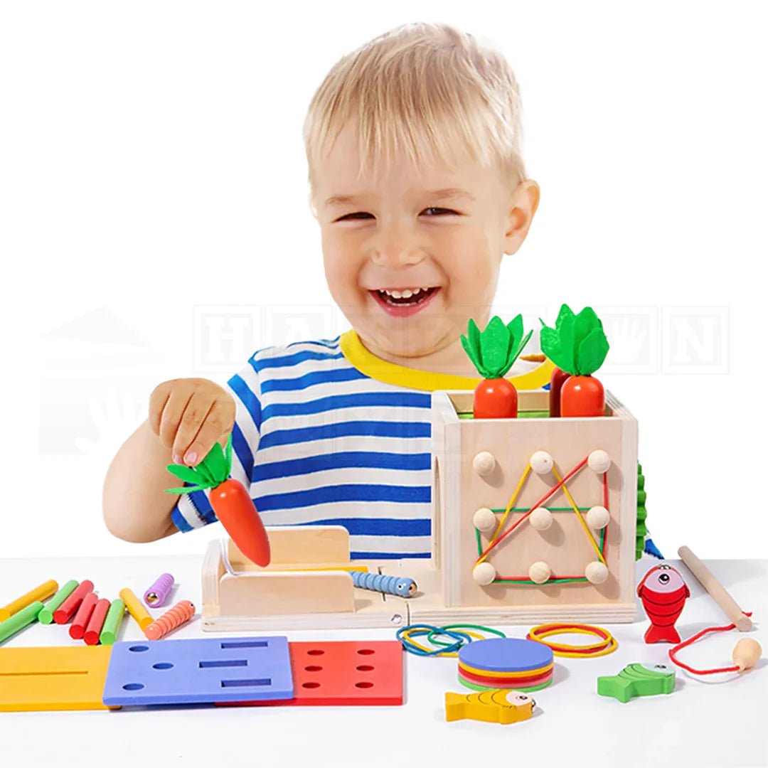 Activity Cube – Montessori Wooden Toy for Early Learning and Motor Skill Development