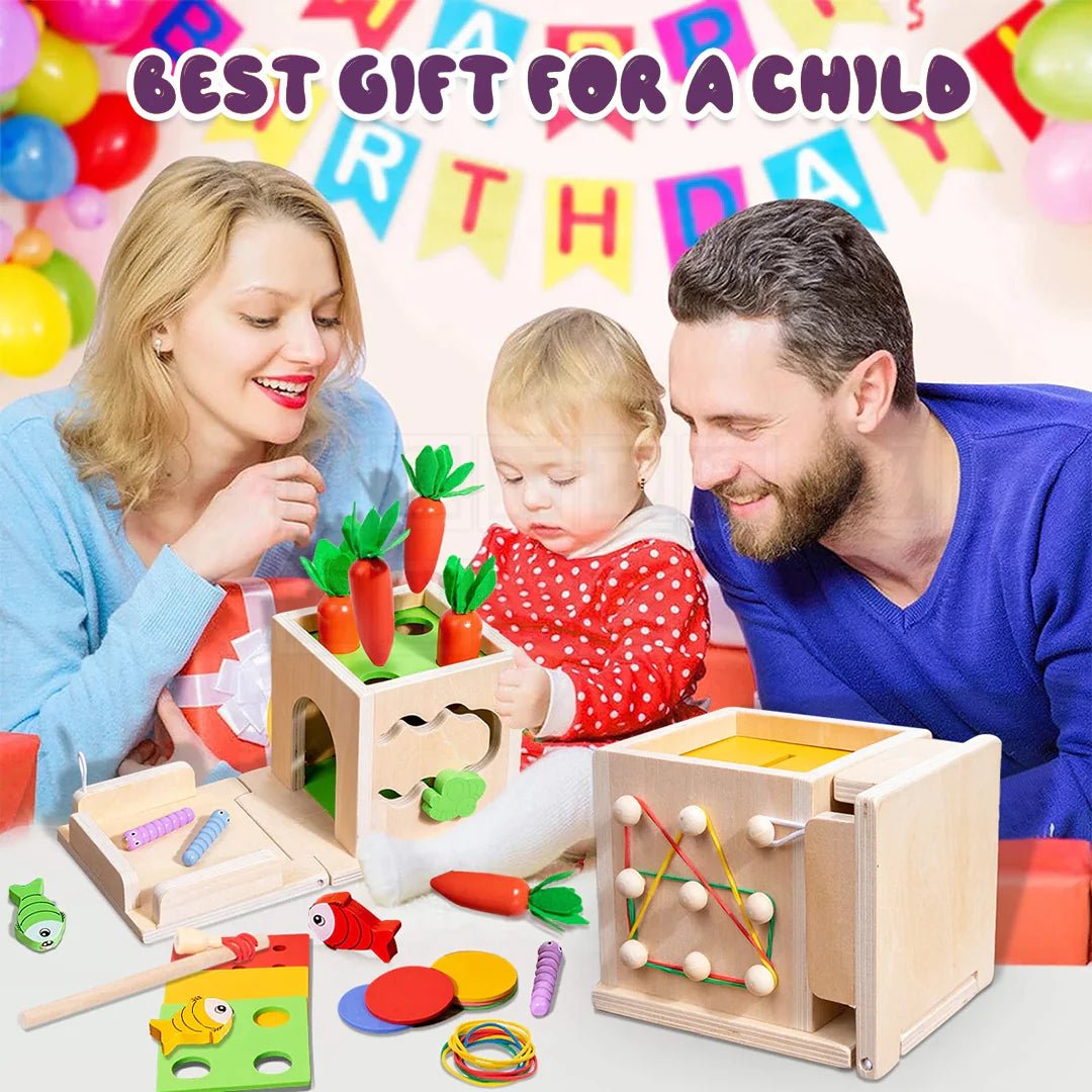 Activity Cube – Montessori Wooden Toy for Early Learning and Motor Skill Development