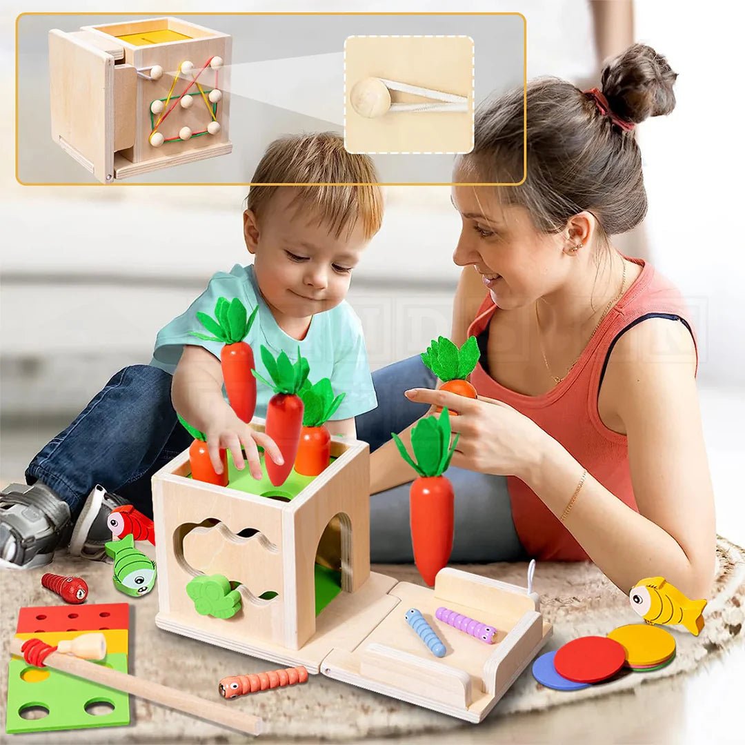 Activity Cube – Montessori Wooden Toy for Early Learning and Motor Skill Development