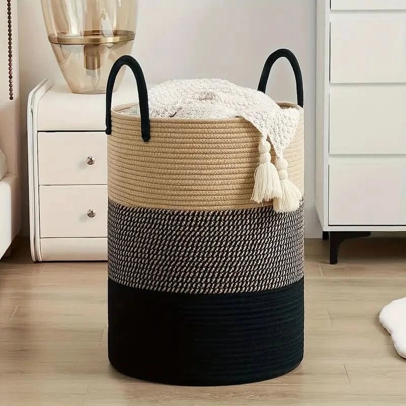 Fabric Basket - Robust Laundry Storage Made From Braided Rope
