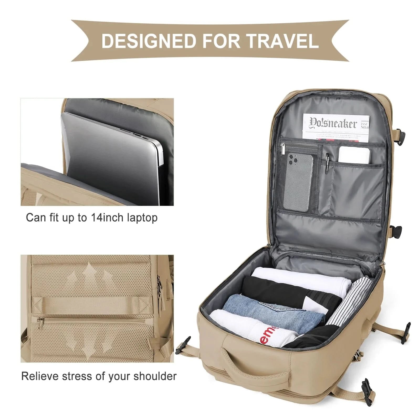 Travel & Day Backpack – Carry-on Backpack for Flights, School & Work – Compact & Water-Repellent