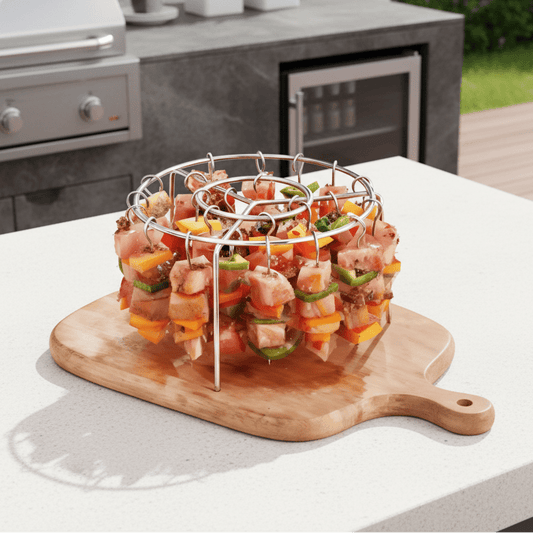 AIRSKEWER – Edelstahl Grill für Luftfritteuse mit Spießhalter 1