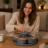 Drehbare Snackplatte mit Fächern – Rotierendes Serviertablett für Snacks & Süßigkeiten
