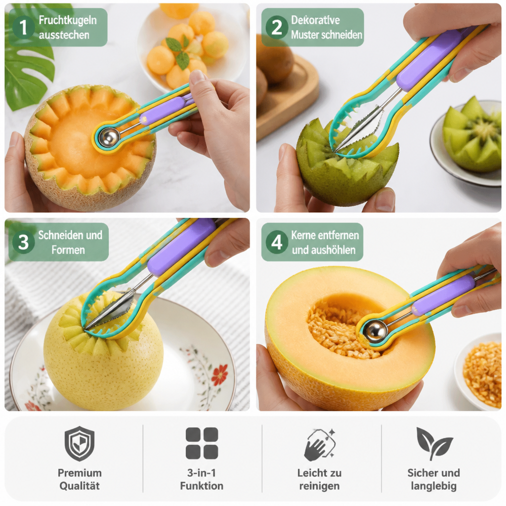 3-in-1 Obstschnitz- und Kugelausstecher-Set