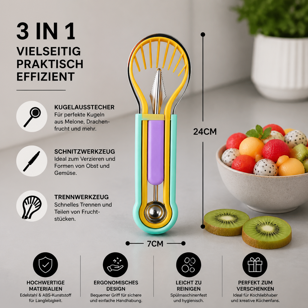 3-in-1 Obstschnitz- und Kugelausstecher-Set