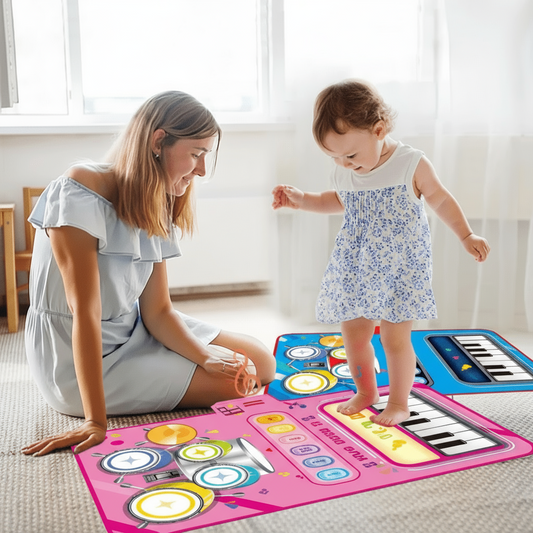 Spieltöne Klang Matte – Interaktive Musikmatte für Kinder mit 5 Instrumenten (Trommeln, Klavier, Geige)