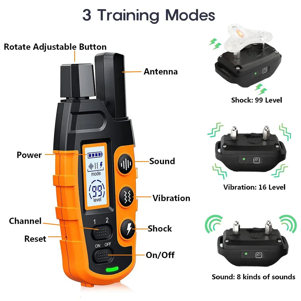 BARKPRO – Langstrecken-Hundetrainingshalsband mit einstellbarer Intensität 1