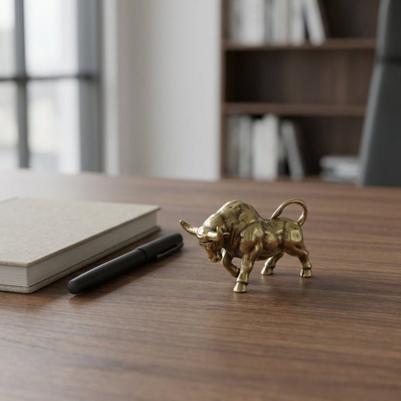 BULLSTONE - Hochwertige Messing Stierfigur für elegante Büro- und Wohnraumdekoration 0