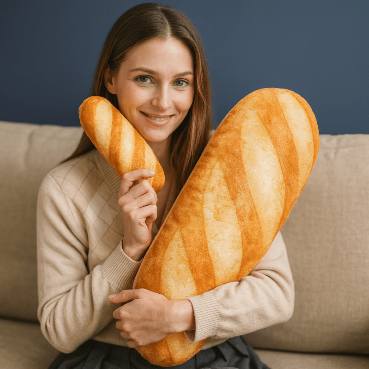 LOAFLINA – Baguette Design Plush Pillow for Comfort & Style