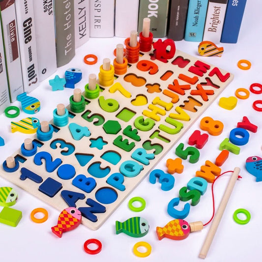 GedankenNest Learning Board – Montessori Wooden Learning Toy – Discover Numbers, Shapes & Colors