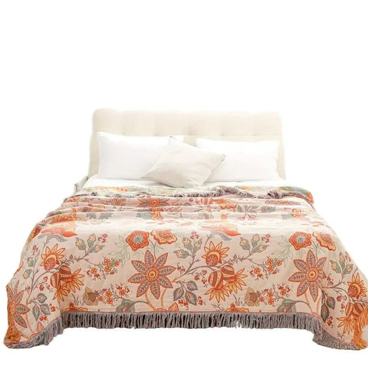 Boho-Schick – Baumwoll Wurfdecke mit Floralem Boho-Muster