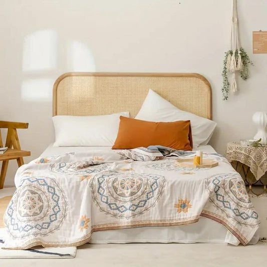 BohoHaven Decke – Baumwoll-Decke Mit Mandala-Muster Für Drinnen & Draußen