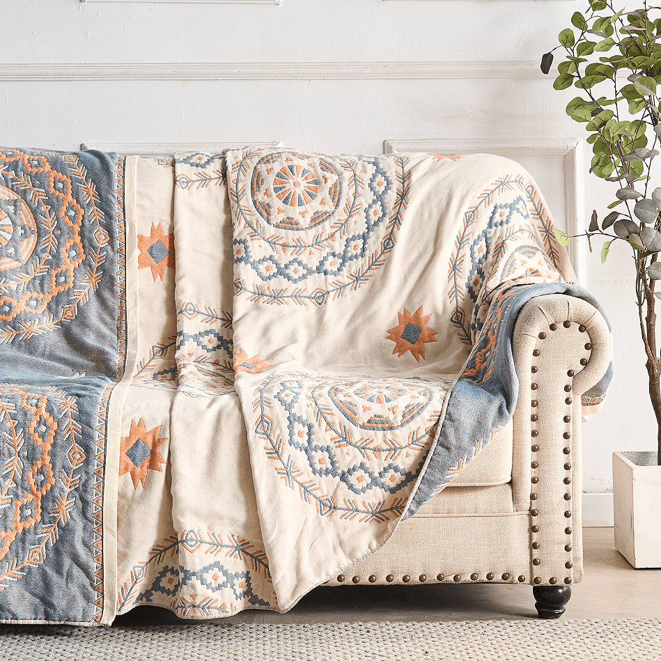 BohoHaven Blanket – Cotton Blanket with Mandala Pattern for Indoors & Outdoors