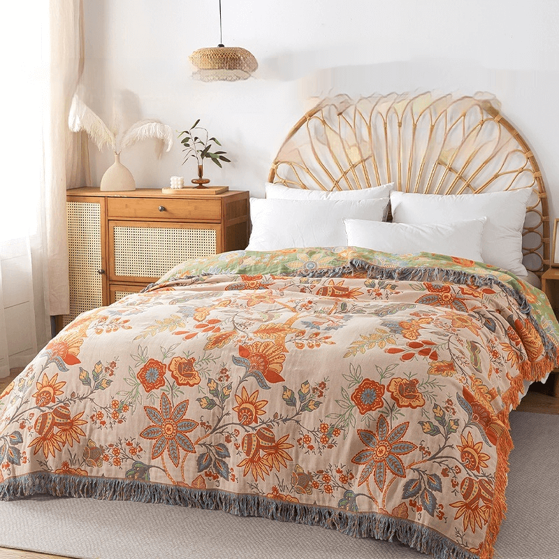 BohoWeave – Cotton Reversible Blanket With Jacquard And Boho Pattern