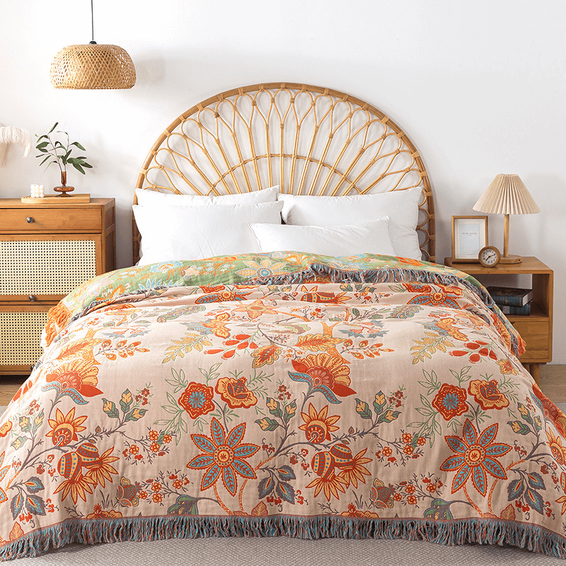 BohoWeave – Cotton Reversible Blanket With Jacquard And Boho Pattern