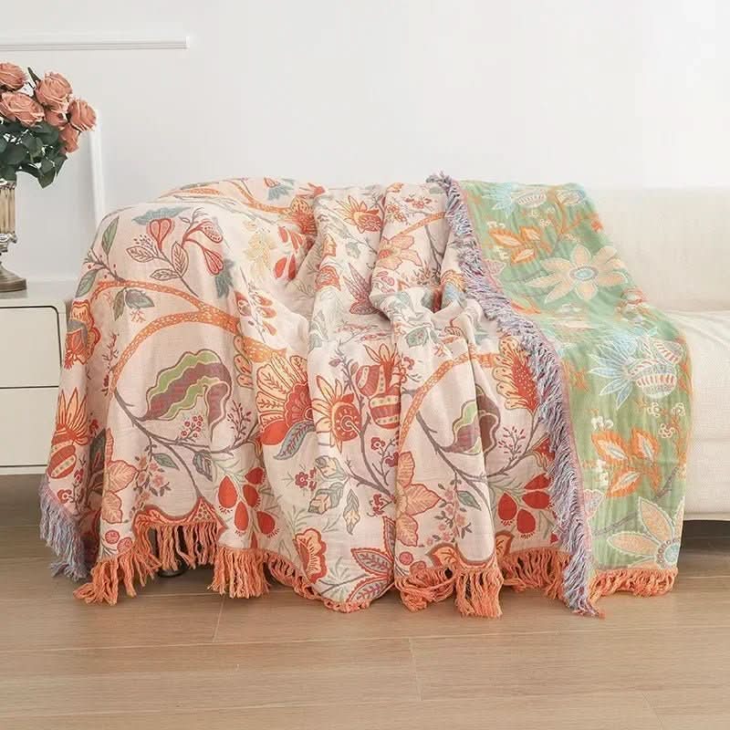 BohoWeave – Cotton Reversible Blanket With Jacquard And Boho Pattern