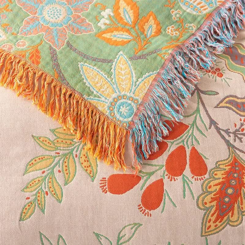 BohoWeave – Cotton Reversible Blanket With Jacquard And Boho Pattern