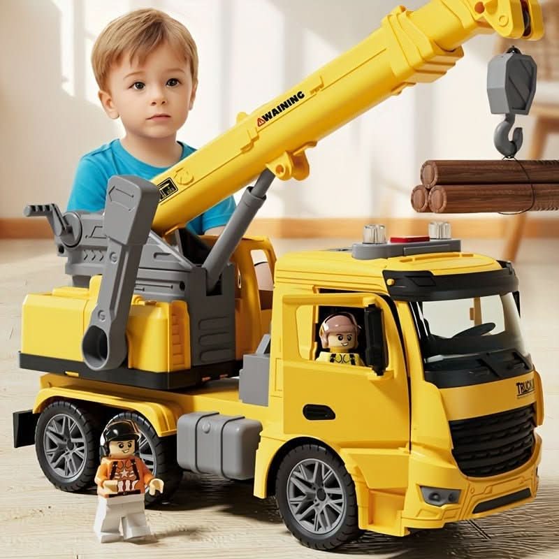 BauSpiel – Crane Truck Toy with Light and Sound