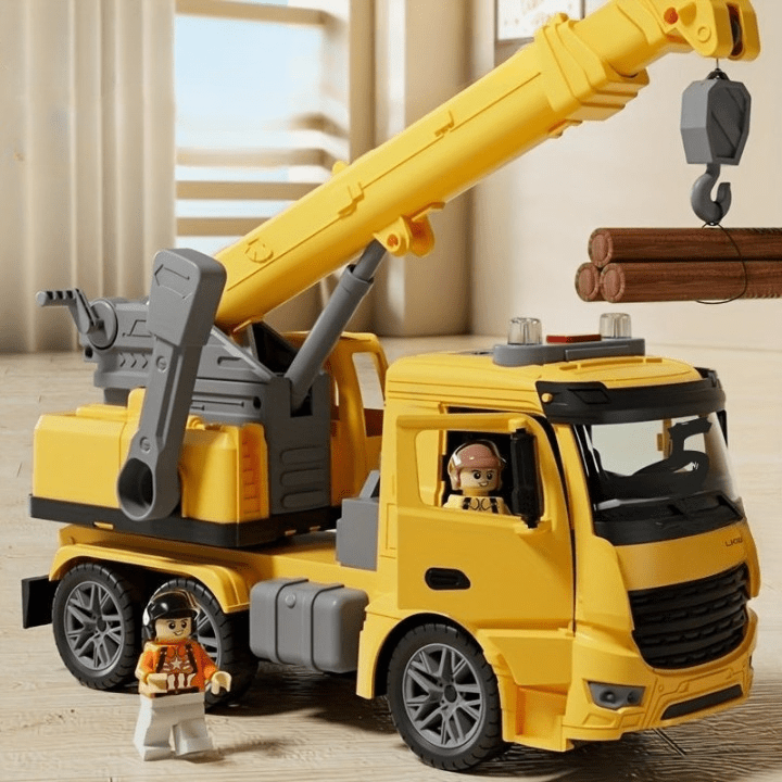 BauSpiel – Crane Truck Toy with Light and Sound