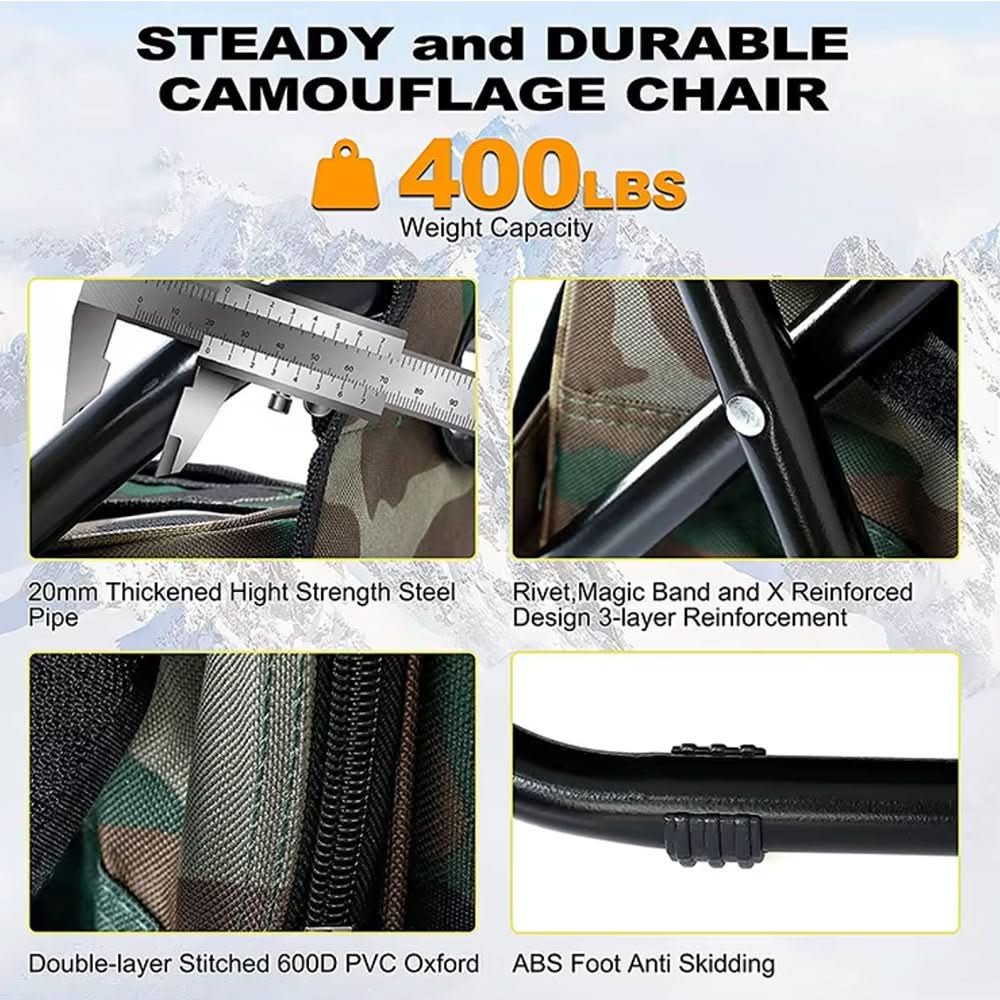 Camouflage Chair Pack - 3-in-1 Backpack with Folding Chair and Cooler Compartment for Outdoor Adventures