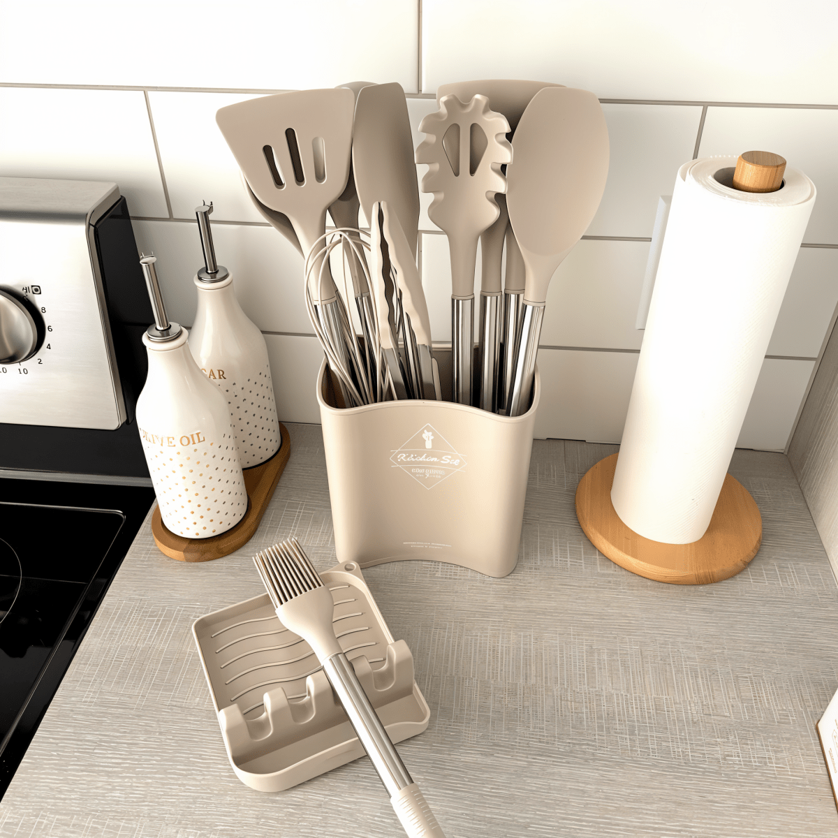 Culinara Pro – 12-Piece Silicone Kitchen Utensil Set with Stainless Steel Handles