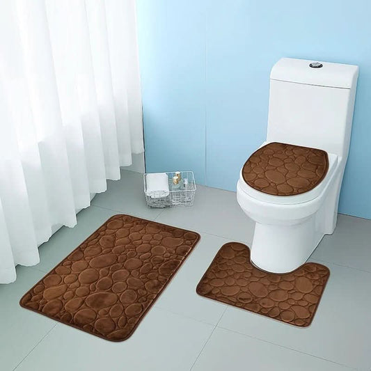 MiraBath - 3 Piece Bathroom Mat Set With Non-Slip Comfort