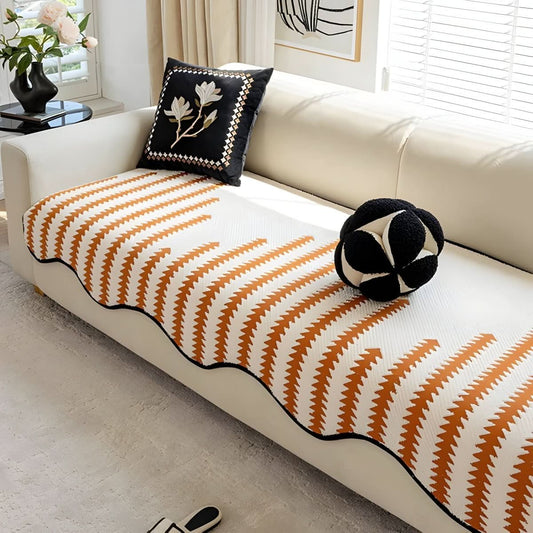 ChevronLuxe – Modern Chenille Sofa Throw with Stylish Protection