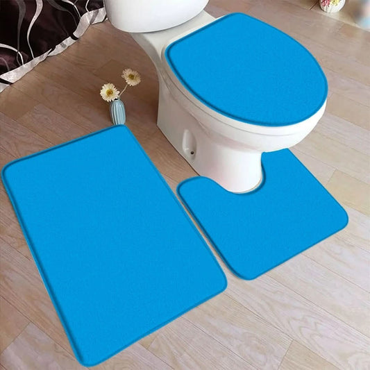 LuxaMat - 3-Piece Bath Mat Set with Non-Slip Flannel Surface
