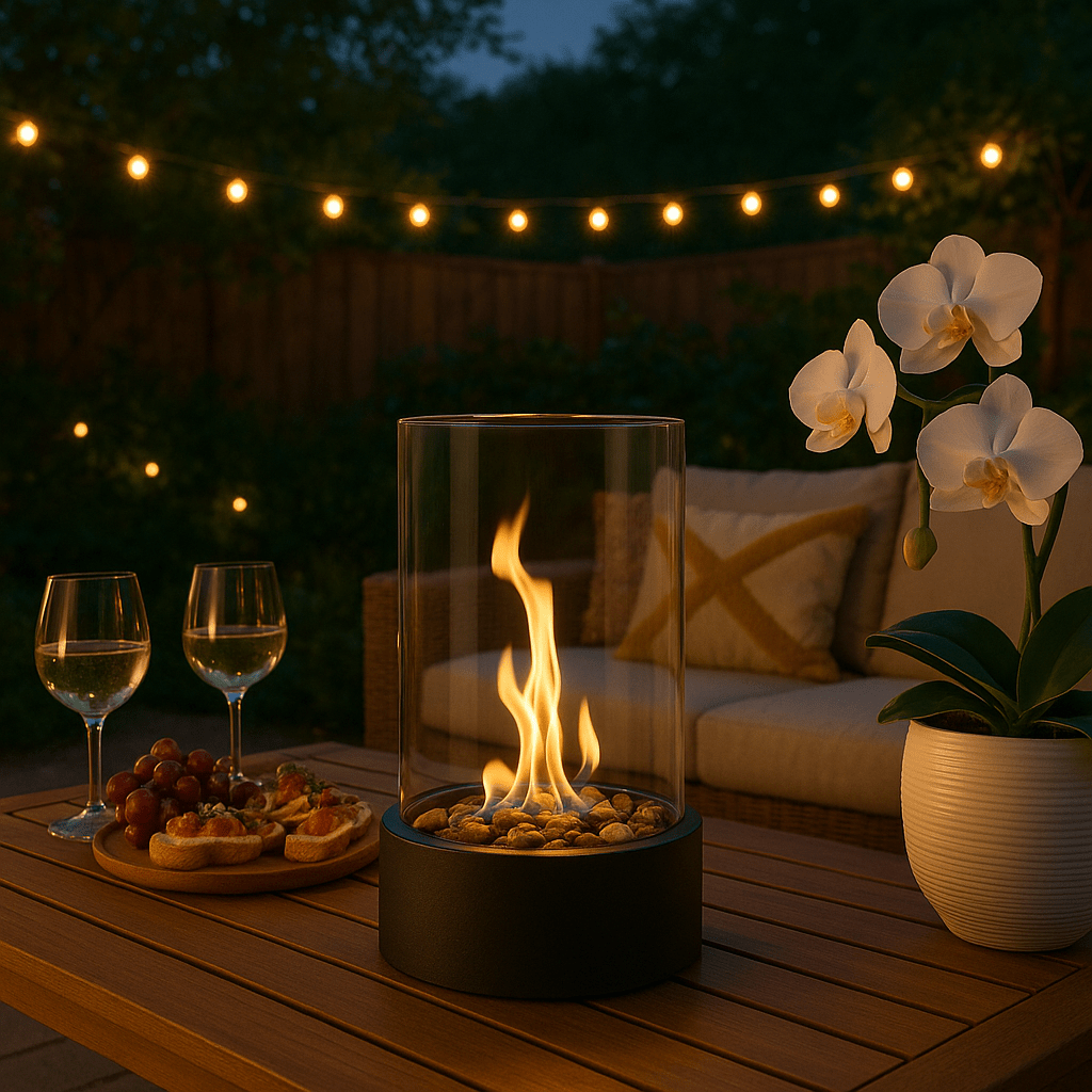 GemütlicheFlamme Table Fireplace – Modern Bioethanol Table Fireplace with Real Flames & Scandinavian Design
