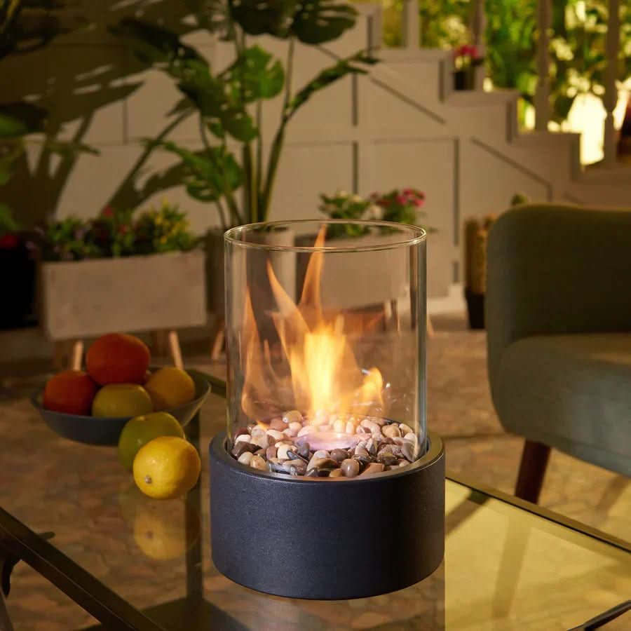 GemütlicheFlamme Table Fireplace – Modern Bioethanol Table Fireplace with Real Flames & Scandinavian Design