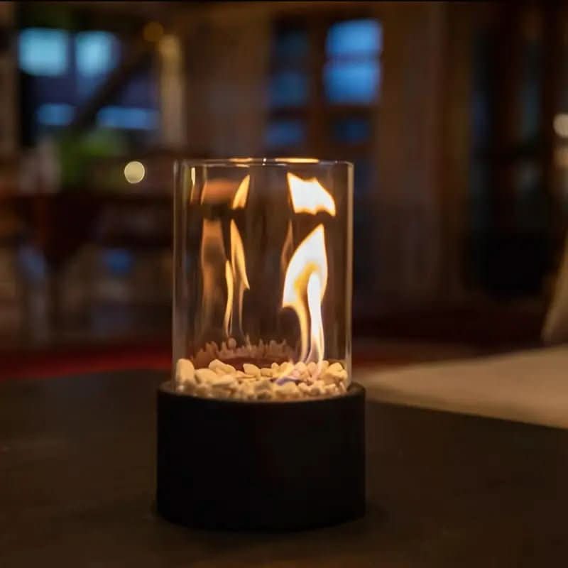 GemütlicheFlamme Table Fireplace – Modern Bioethanol Table Fireplace with Real Flames & Scandinavian Design
