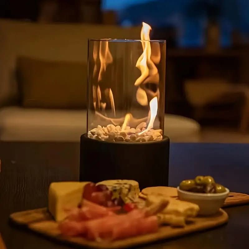 GemütlicheFlamme Table Fireplace – Modern Bioethanol Table Fireplace with Real Flames & Scandinavian Design