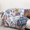 Cotton Blossom Blanket - Rustic Cotton Blanket with Floral Pattern, Reversible Design