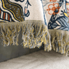 Cotton Blossom Blanket - Rustic Cotton Blanket with Floral Pattern, Reversible Design