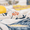 Cotton Blossom Blanket - Rustic Cotton Blanket with Floral Pattern, Reversible Design