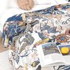 Cotton Blossom Blanket - Rustic Cotton Blanket with Floral Pattern, Reversible Design